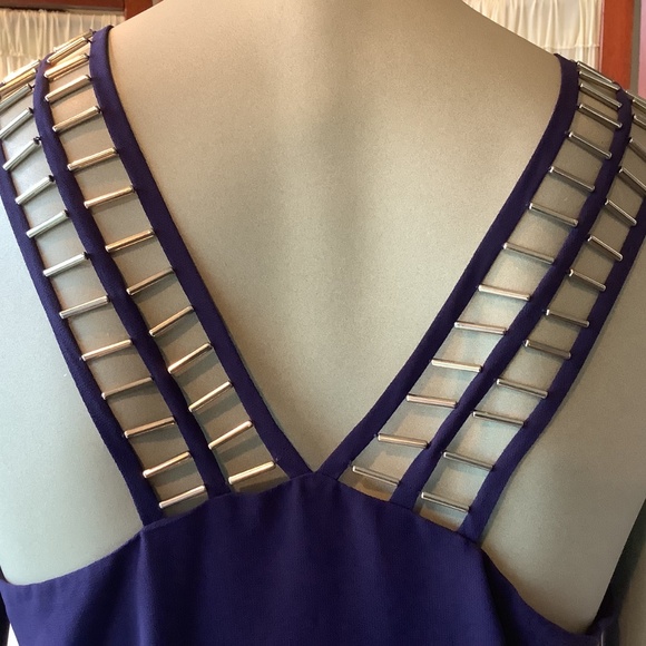 Rock & Republic Royal Blue Layered Tank Top With Metallic Straps Size Medium - Picture 5 of 9